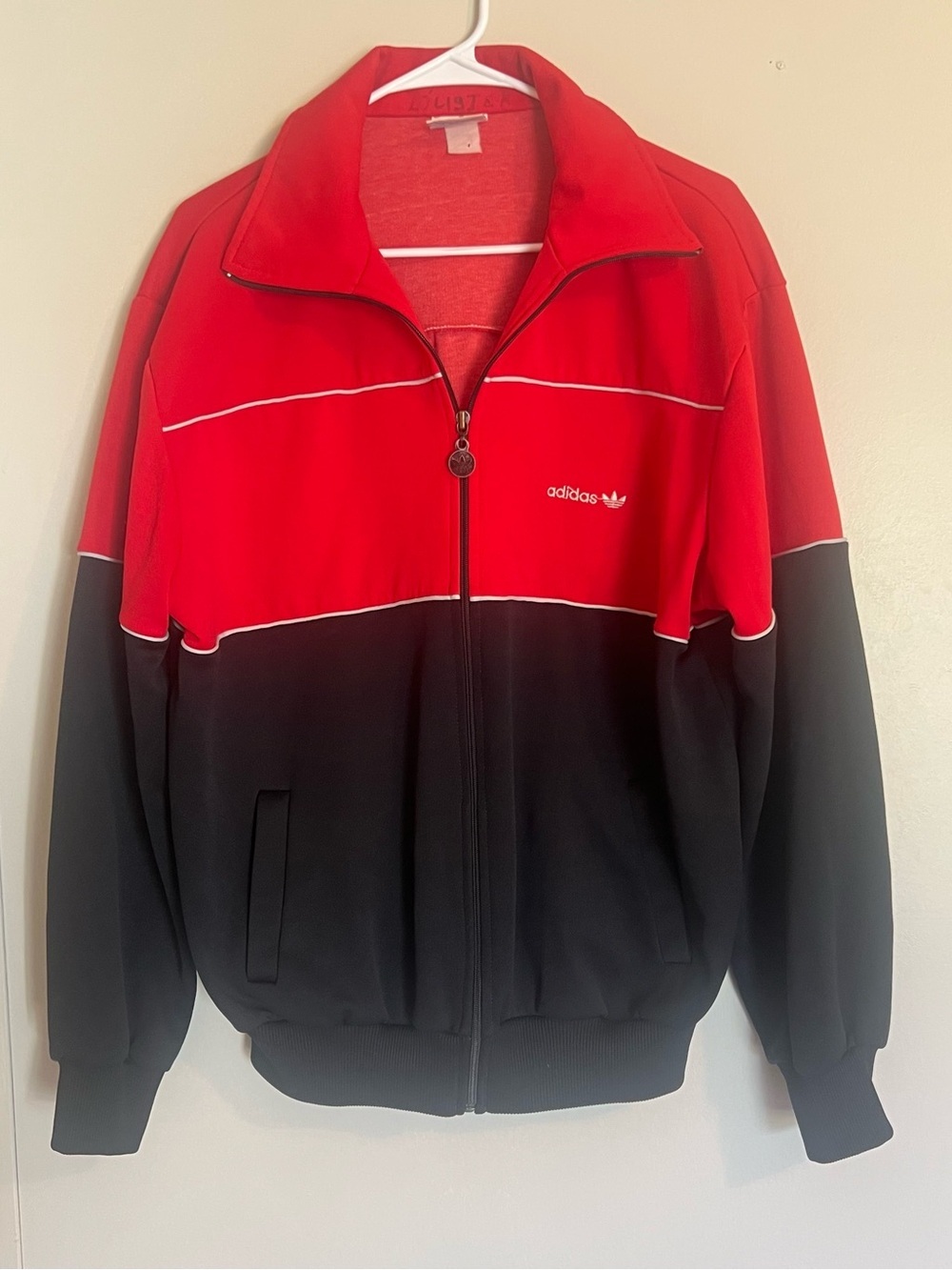 adidas Vintage Men's Red & Black Track Bomber Jacket